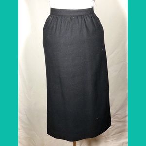 Vintage 1980s Black Wool Pencil Skirt